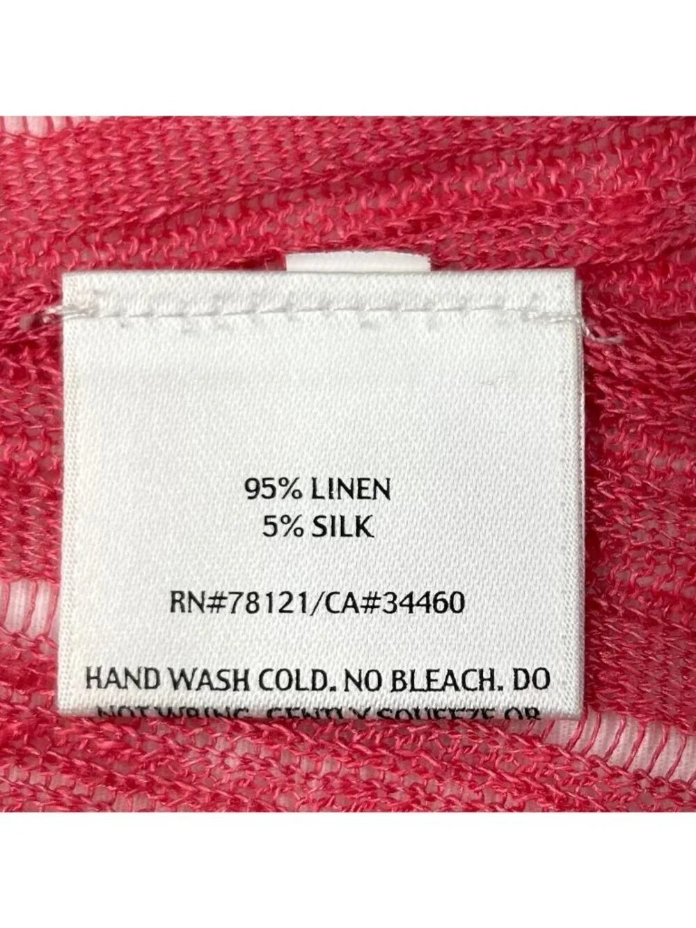Eileen Fisher Variegated Peony Pink Silk/Linen Open Cardigan PM